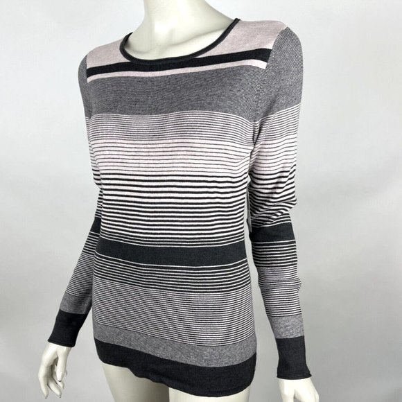 NIC+ZOE Striped Pullover Sweater Women M NWT Cotton Blend Long Sleeve Scoop Neck - Picture 3 of 10